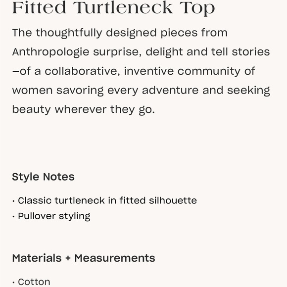 💟 Anthropologie Fitted Turtleneck Top - Picture 5 of 6